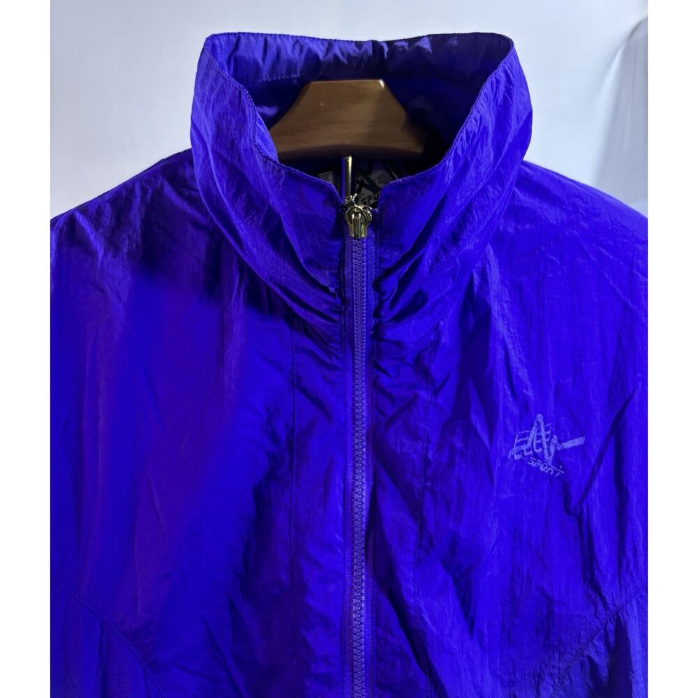 Vintage 90s Purple Windbreaker Jacket Womens L Nylon Retro Track - Picture 13 of 15